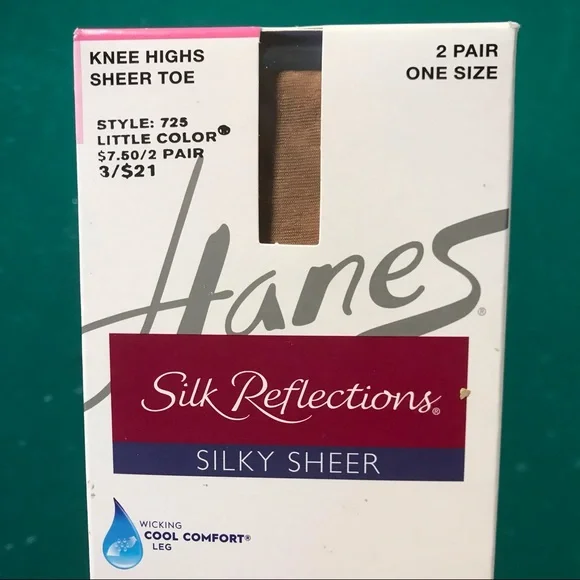 Hanes 2-pack sheer toe knee high hoseiry - Picture 1 of 5